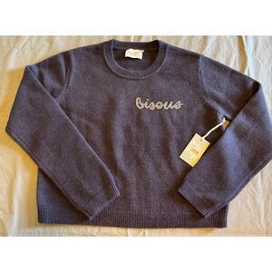 The Hyacinth House Size XL Ash Crewneck Bisous Gray Beaded New